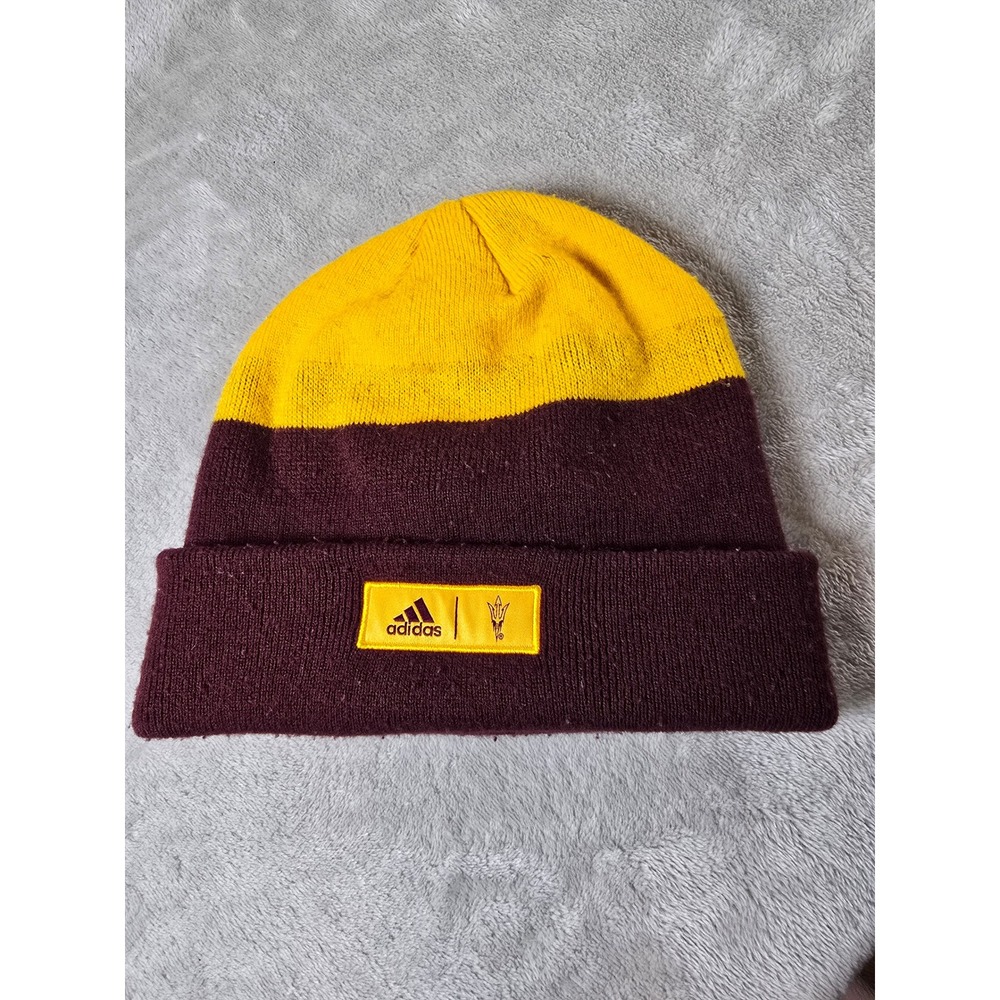 Adidas Arizona State Sun Devils Beanie Hat Knit Cap Gold Maroon One Size Pilling